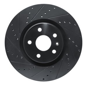 Buick Regal Brake Rotor (1) - Front Left - R1 Concepts - Drilled & Slotted - Black - `13-`19